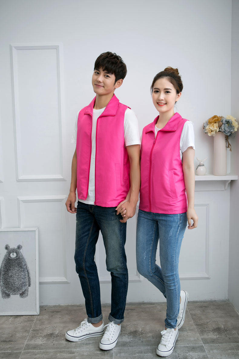 印logo定制志愿者馬甲義工工作服公益活動(dòng)服裝v領(lǐng)背心純棉紅馬甲(圖33)