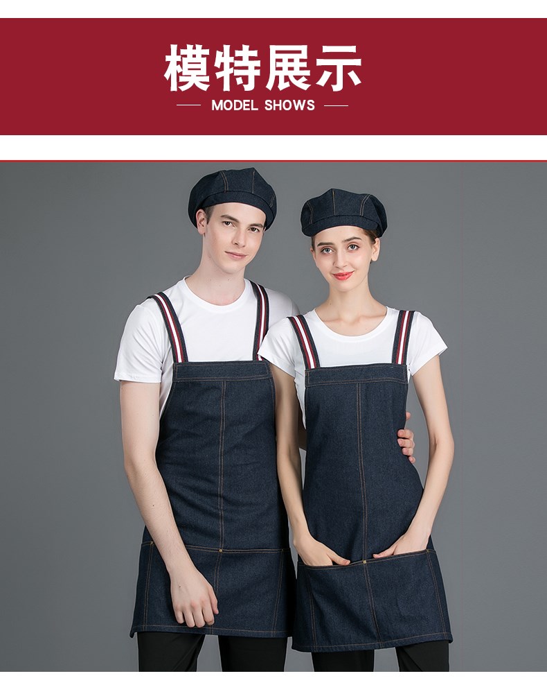 仔工作服圍裙餐廳咖啡師奶茶店花藝理發(fā)師背帶定制圍裙印logo女(圖9)