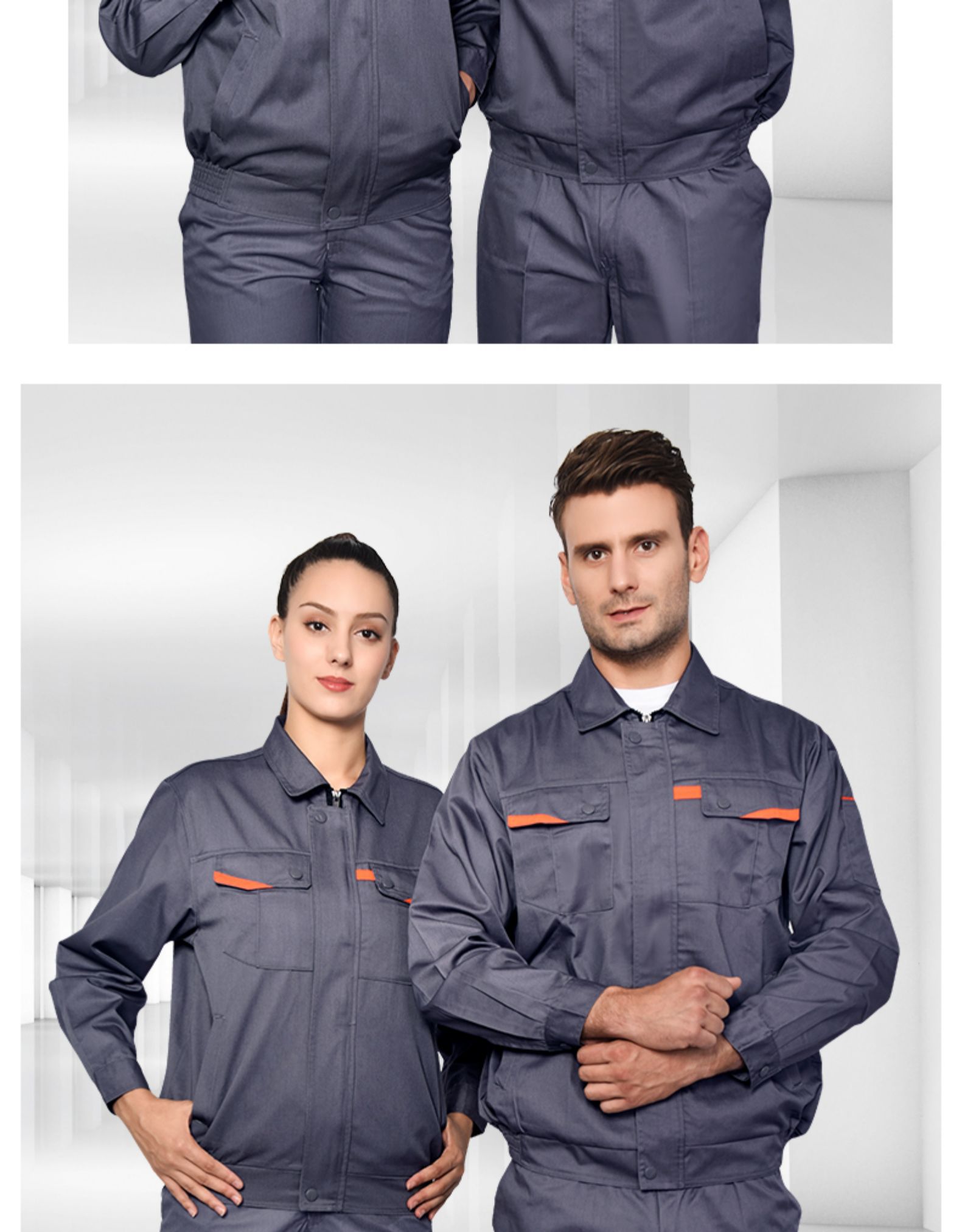 長(cháng)袖工作服套裝男士工地工廠(chǎng)車(chē)間加厚耐磨勞保服汽修定制工裝(圖15)