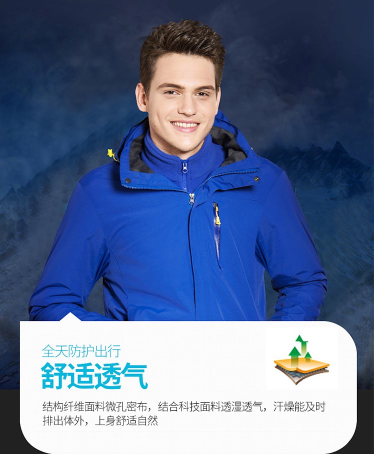 冬季大紅色沖鋒衣女三合一可拆卸加絨加厚防寒工作服男定制印logo(圖5)