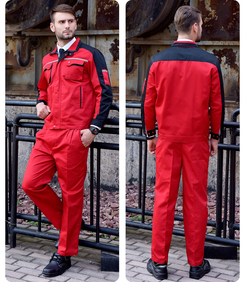 長(cháng)袖工作服套裝男耐磨車(chē)間廠(chǎng)服上衣男士反光條勞動(dòng)勞保服汽修服(圖12)