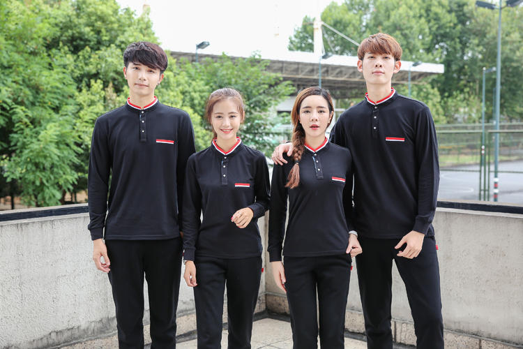 2019秋季工作服長(cháng)袖t恤立領(lǐng)POLO衫男女工裝團體服定制diy印字logo(圖11)