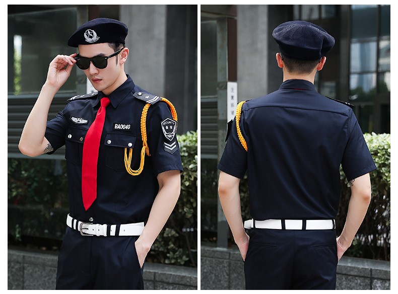 保安服短袖夏裝工作服春秋形象崗黑藍白售樓部房產(chǎn)酒店保安服套裝(圖12)