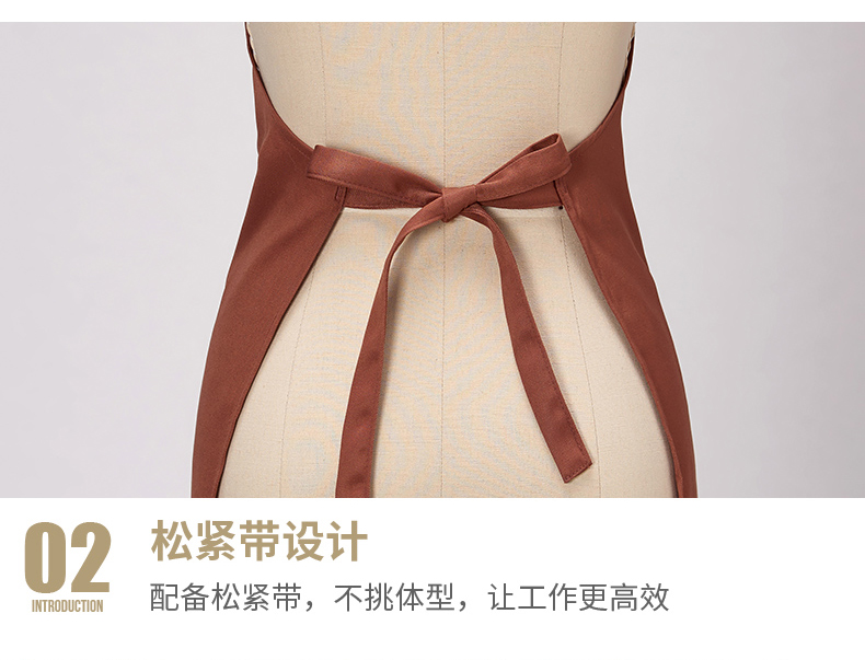 掛脖圍裙定制logo印字廣告餐廳飯店美甲奶茶店防水工作服純色簡(jiǎn)約(圖9)