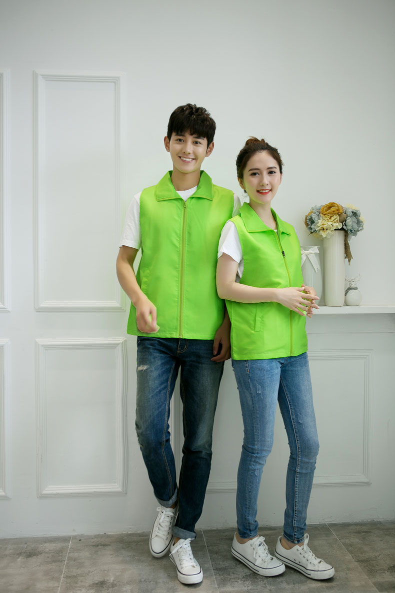 印logo定制志愿者馬甲義工工作服公益活動(dòng)服裝v領(lǐng)背心純棉紅馬甲(圖37)