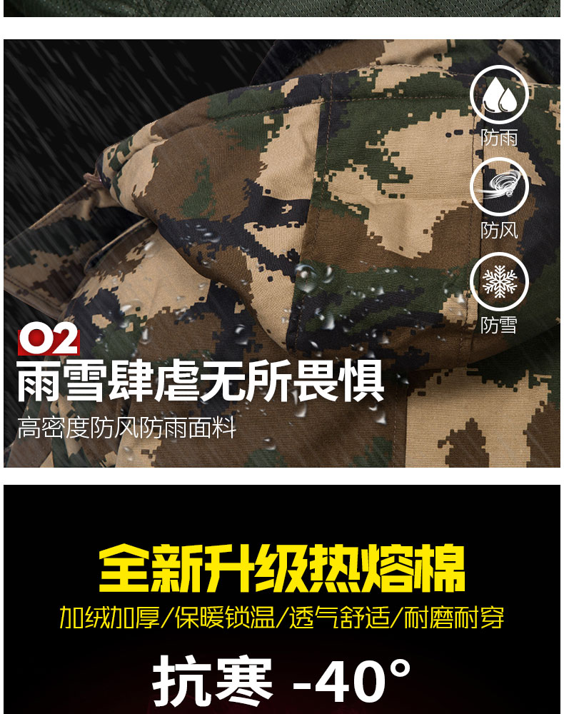 軍大衣男冬季加厚中長(cháng)款荒漠迷彩加絨勞保棉襖冷庫防寒棉服大衣女(圖5)