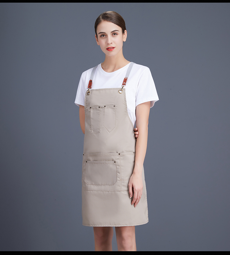 帆布牛仔圍裙 韓版工作服廚房女定制logo定做網(wǎng)咖花店咖啡店印字(圖13)