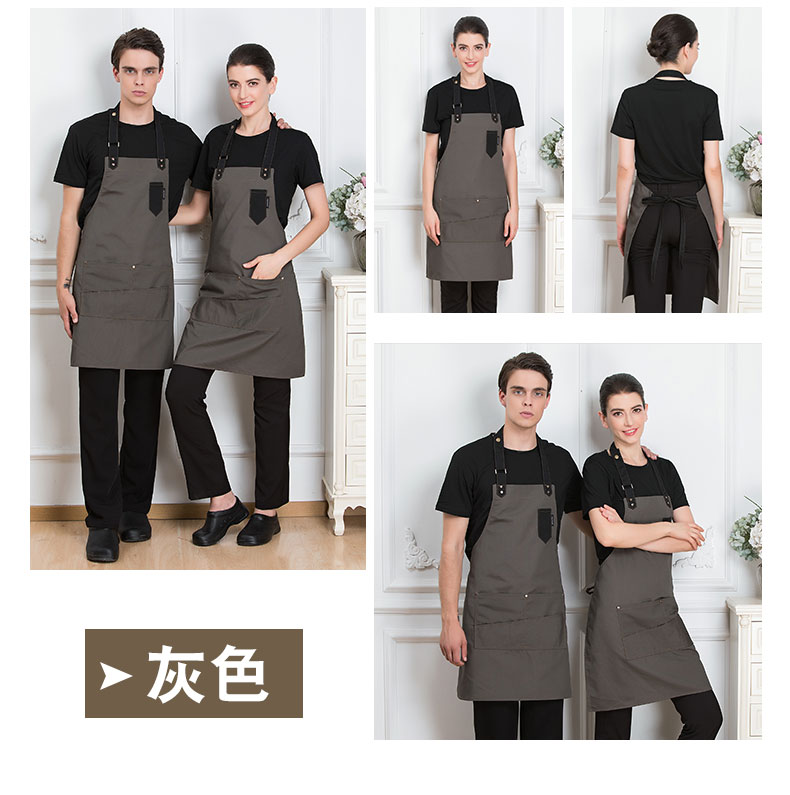 韓版時(shí)尚帆布牛仔圍裙定制logo印字奶茶店咖啡師烘焙畫(huà)畫(huà)工作服女(圖8)