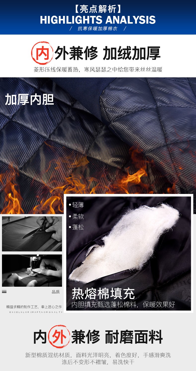 冬季工作服棉衣男加厚保暖防寒反光條棉服勞保服棉襖工廠(chǎng)車(chē)間冬裝(圖5)