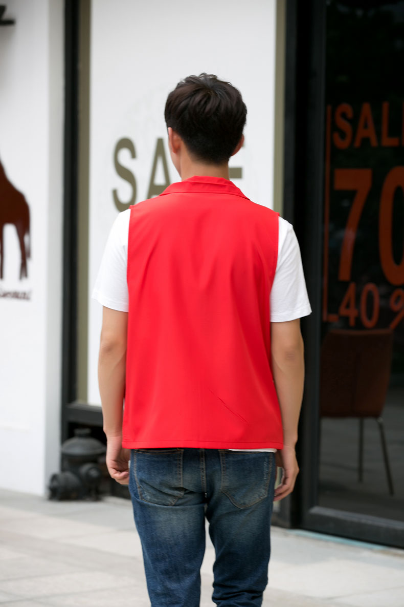 印logo定制志愿者馬甲義工工作服公益活動(dòng)服裝v領(lǐng)背心純棉紅馬甲(圖66)