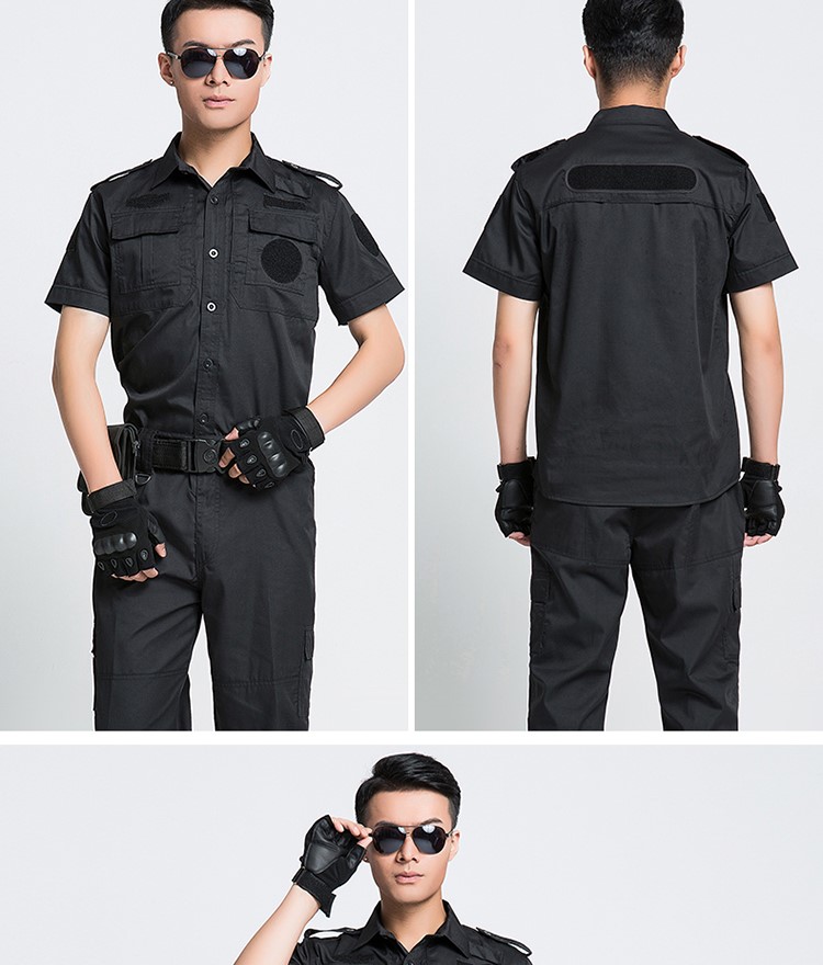 保安制服作訓服工作服套裝男夏裝短袖黑色特訓褲子春秋冬加厚長(cháng)袖(圖10)