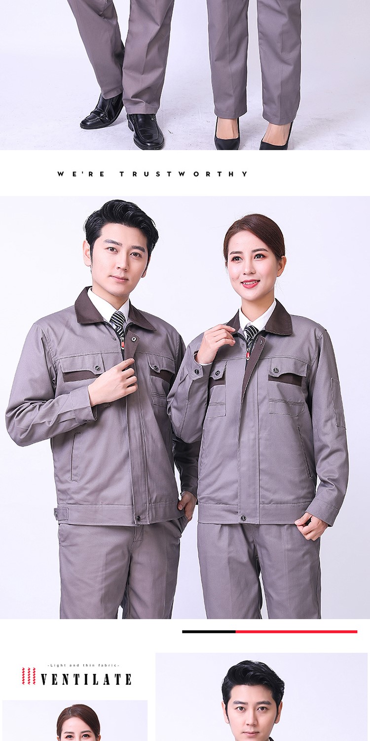 純棉雙層工作服套裝男女加厚耐磨長(cháng)袖防阻燃勞保服機修電焊工作服(圖13)