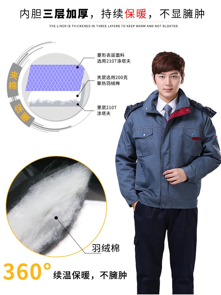 工作服棉衣冬季加厚防寒外套男棉襖冷庫保暖棉服秋工裝勞保服定制(圖3)