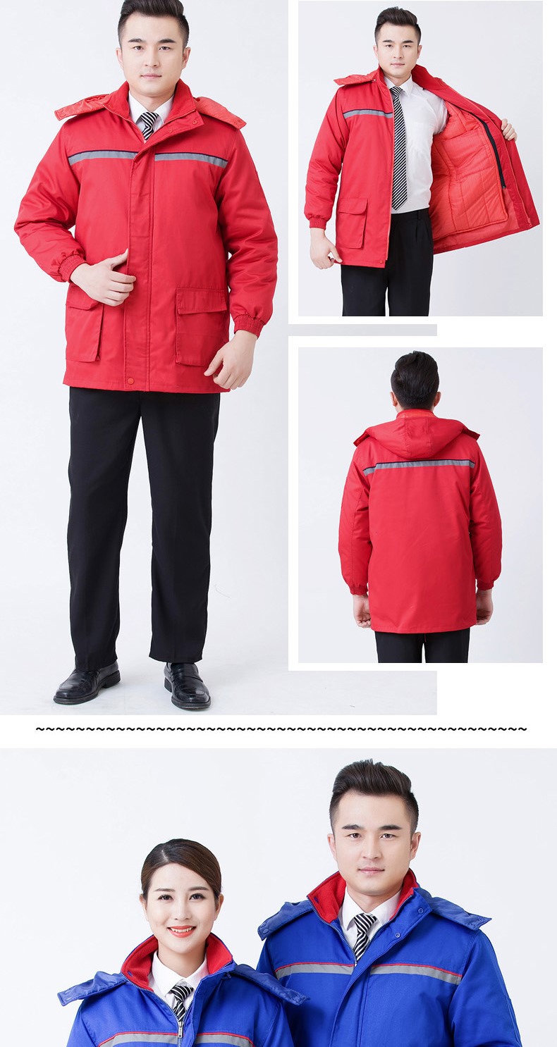 防靜電棉服加油站工作服冬裝 勞保棉衣 中石化反光條冬裝棉襖(圖11)