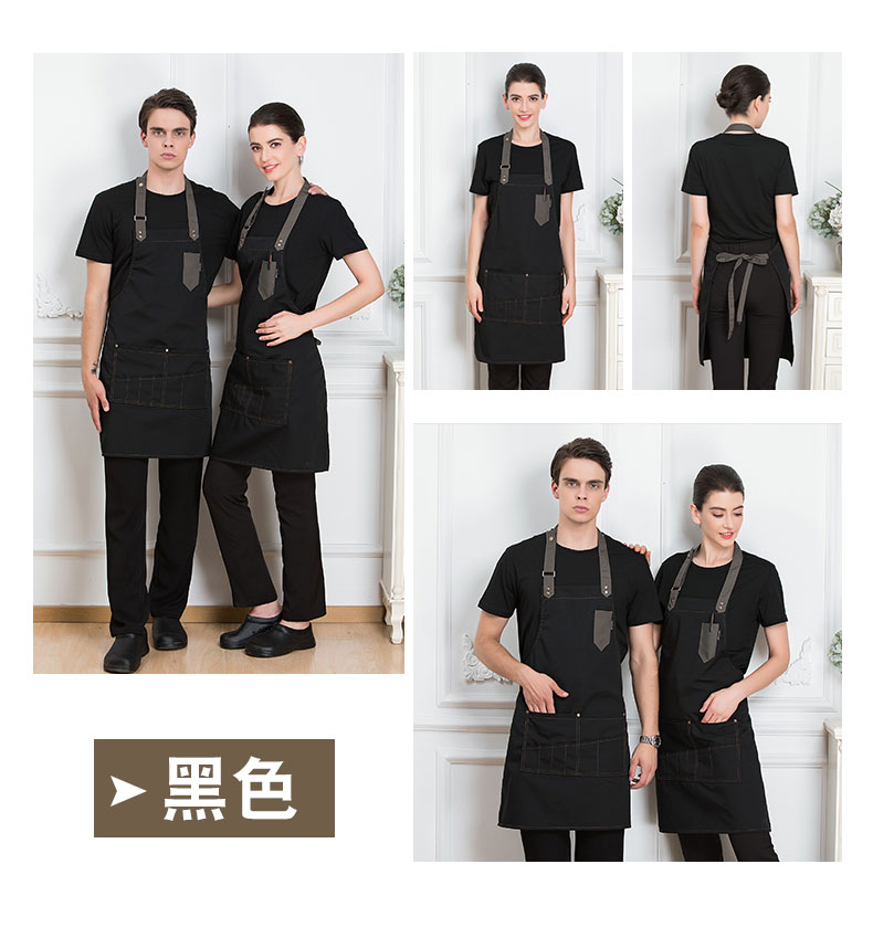 韓版時(shí)尚帆布牛仔圍裙定制logo印字奶茶店咖啡師烘焙畫(huà)畫(huà)工作服女(圖10)