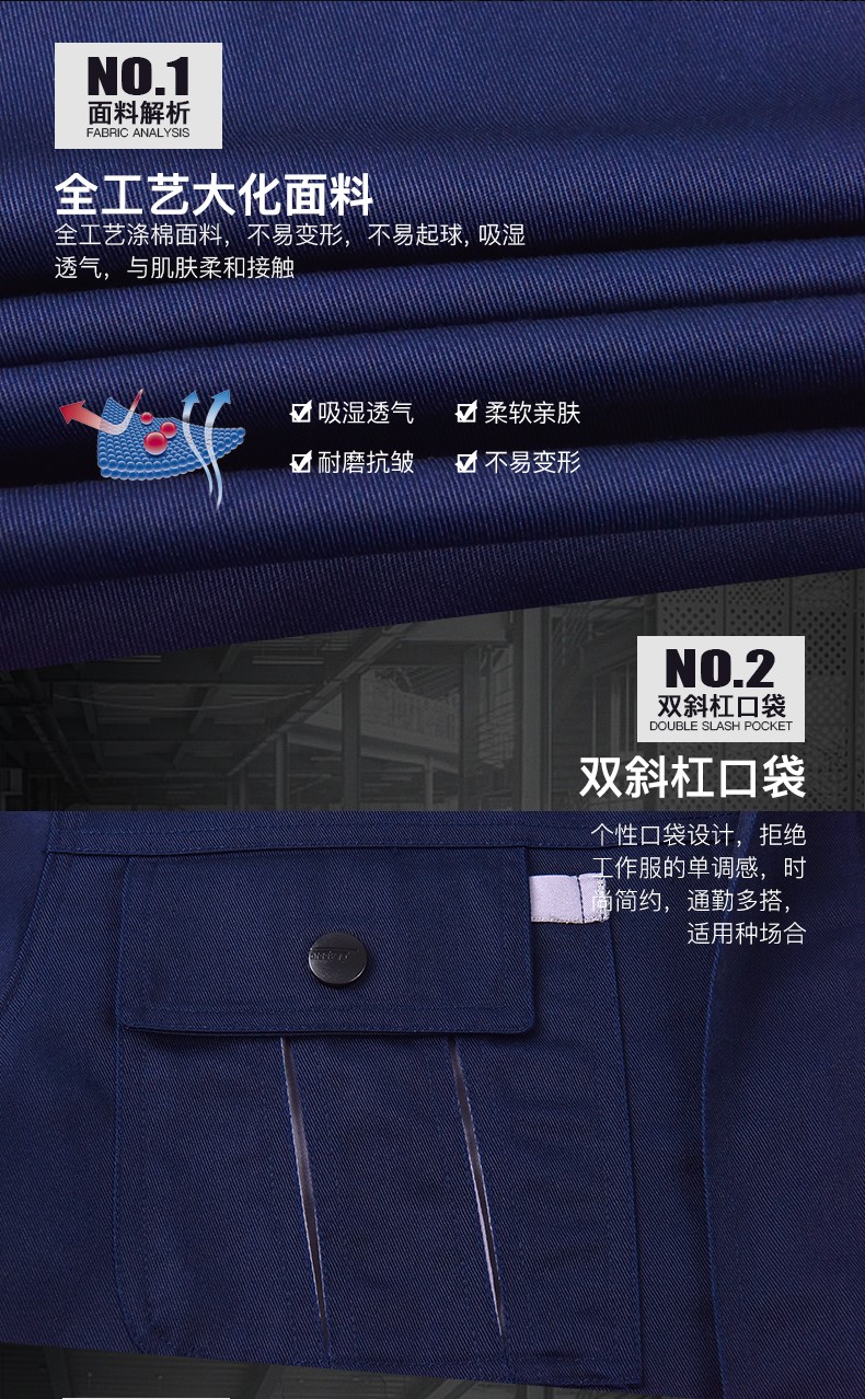 長(cháng)袖工作服套裝男春秋廠(chǎng)服加厚耐磨工廠(chǎng)車(chē)間勞保服汽修服上衣印字(圖5)