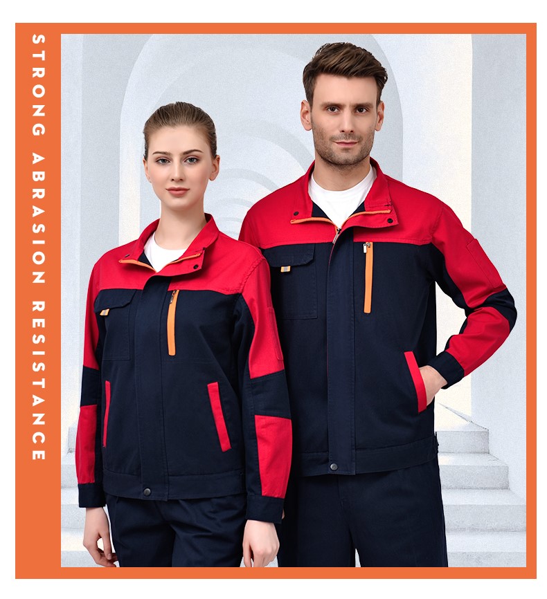 純棉工作服套裝男全棉長(cháng)袖加厚耐磨工廠(chǎng)車(chē)間勞保服汽修服工裝上衣(圖19)