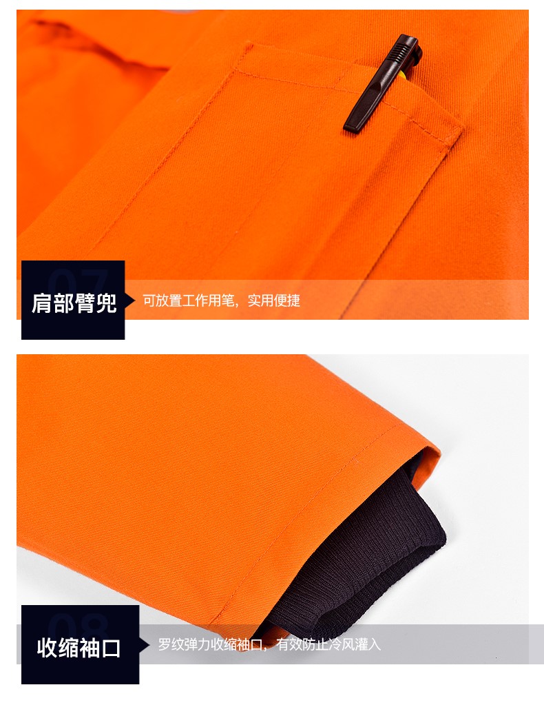 冬季工作服棉衣男加厚反光條勞保服羽絨棉襖耐磨大口袋防寒服冬裝(圖26)