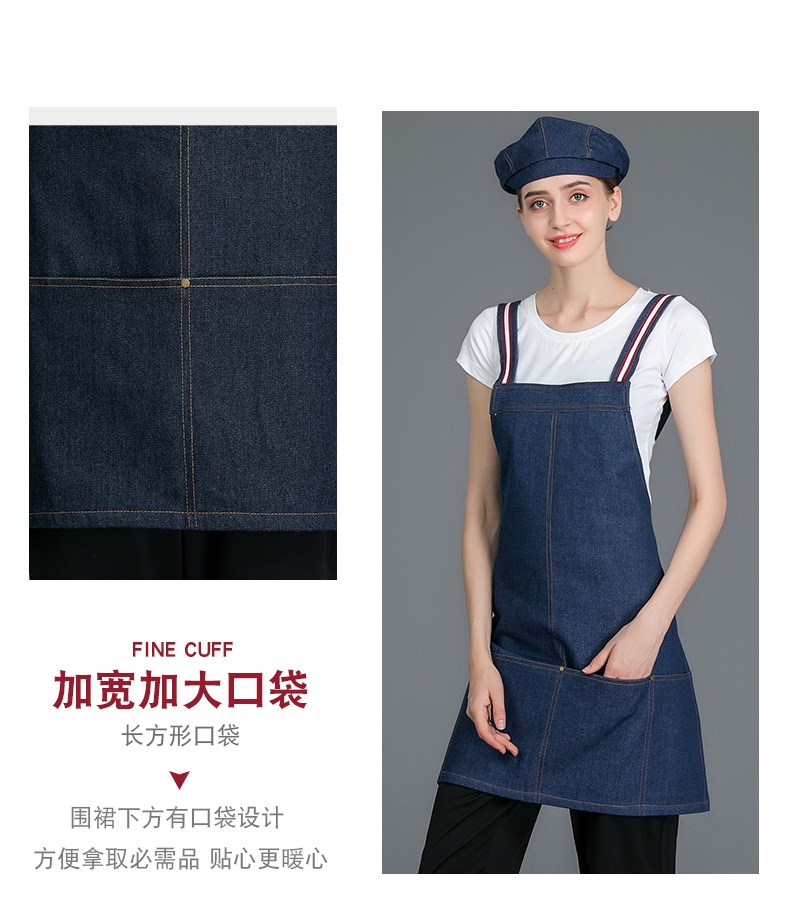 仔工作服圍裙餐廳咖啡師奶茶店花藝理發(fā)師背帶定制圍裙印logo女(圖8)