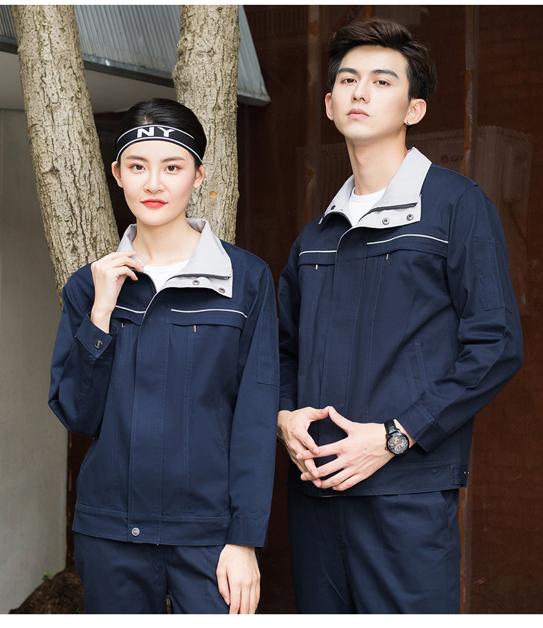 電焊長(cháng)袖工作服套裝男防燙阻燃廠(chǎng)服耐磨汽修勞保服工程服加厚(圖13)