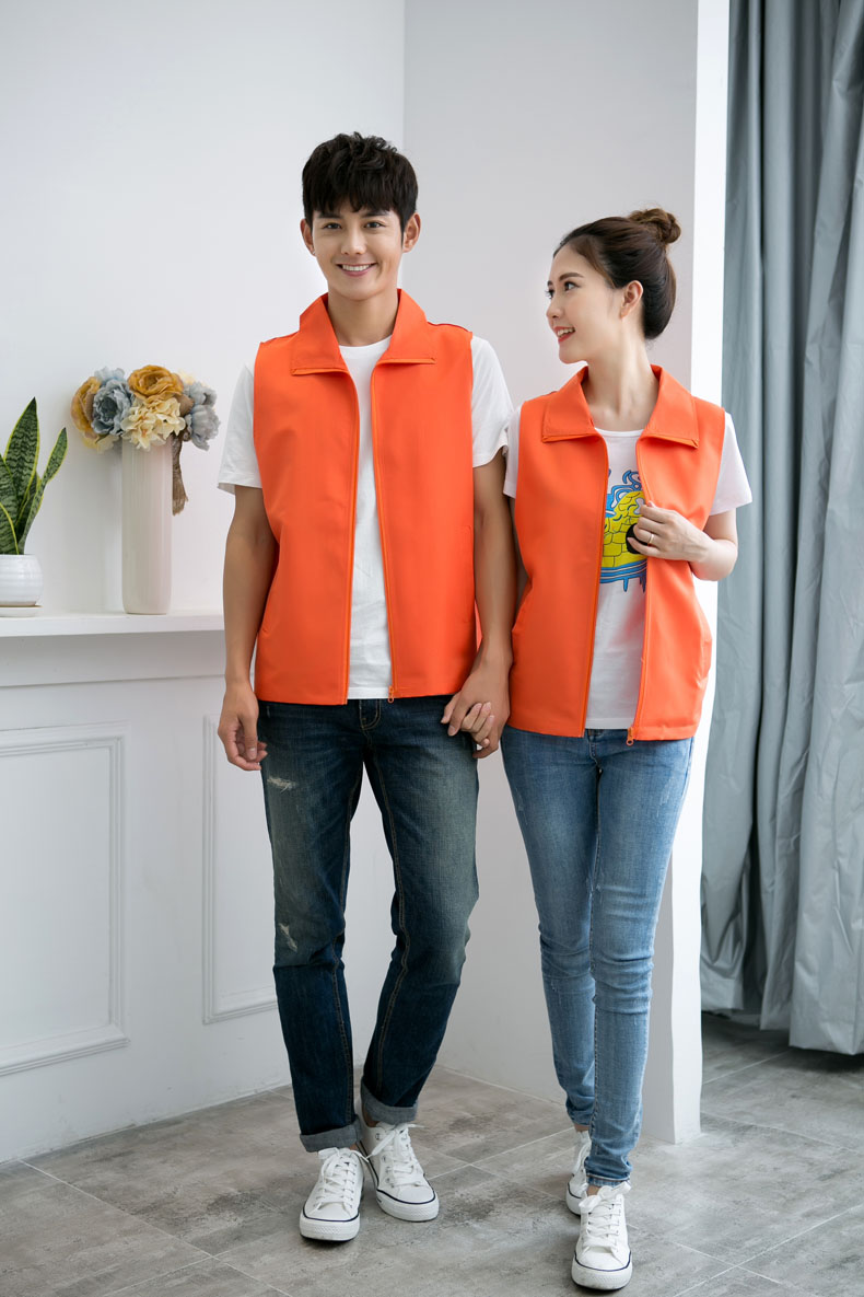 印logo定制志愿者馬甲義工工作服公益活動(dòng)服裝v領(lǐng)背心純棉紅馬甲(圖15)