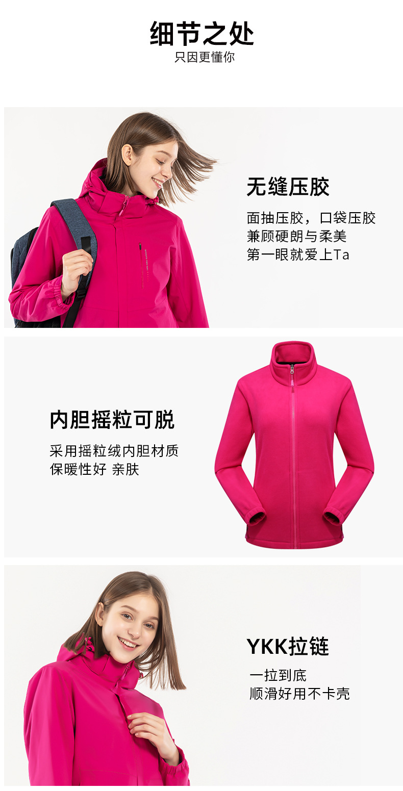 秋冬爆款情侶三合一沖鋒衣男防風(fēng)防水兩件套戶(hù)外服女團購定制印標(圖10)