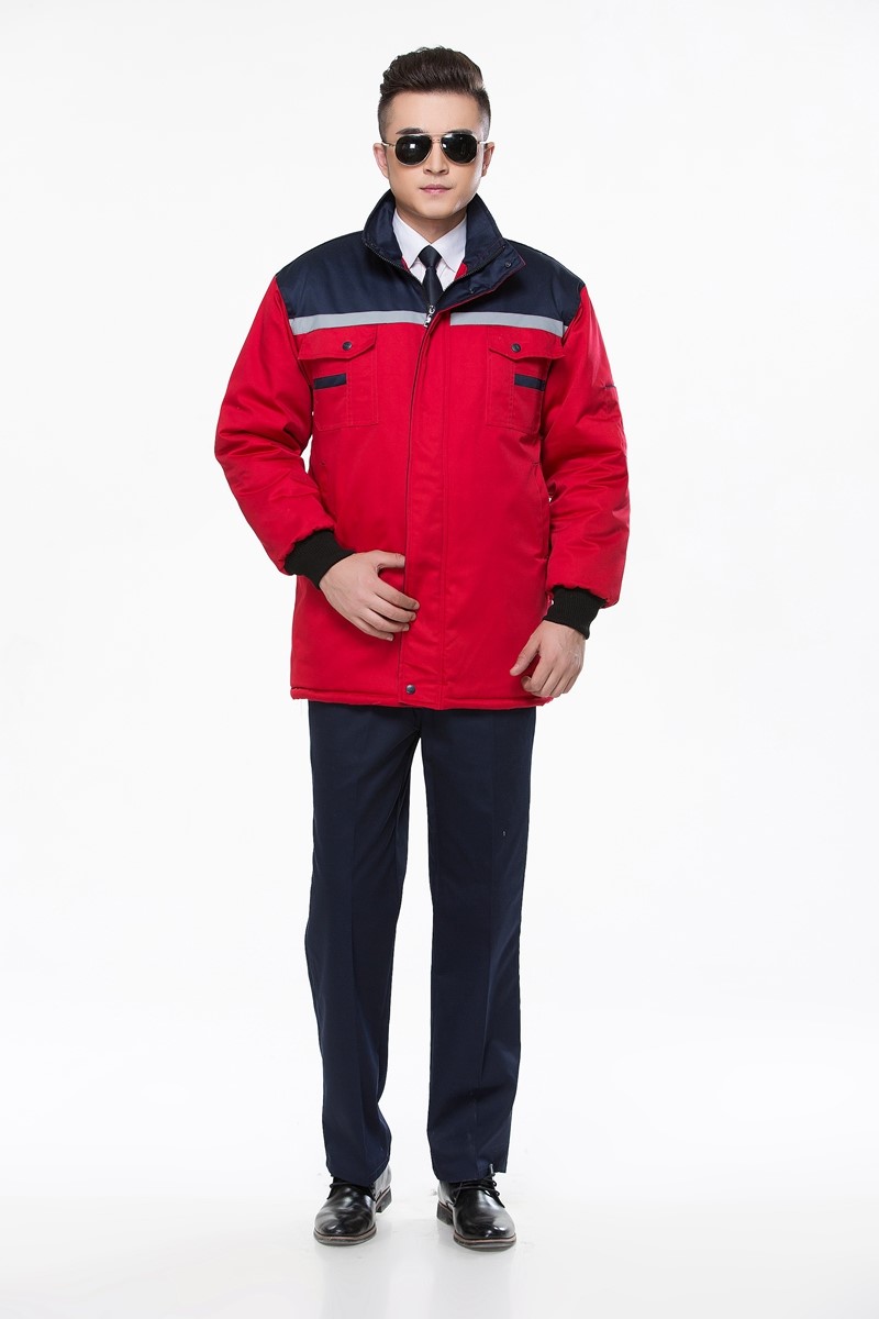 工作服棉衣防寒勞保加厚工程服冬裝汽修維修師男廠(chǎng)服反光條棉襖(圖5)