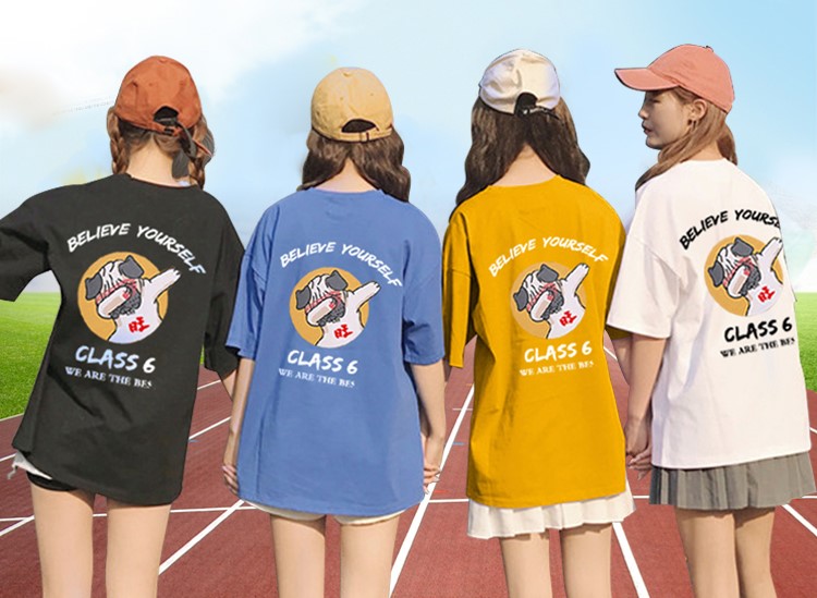班服定制t恤短袖學(xué)生夏季全身印五分袖純棉寬松同學(xué)聚會(huì )印字logo(圖2)