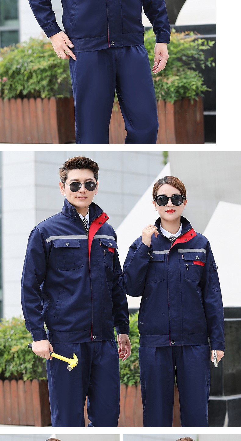 電焊長(cháng)袖工作服套裝男防燙阻燃廠(chǎng)服耐磨汽修勞保服工程服加厚(圖8)
