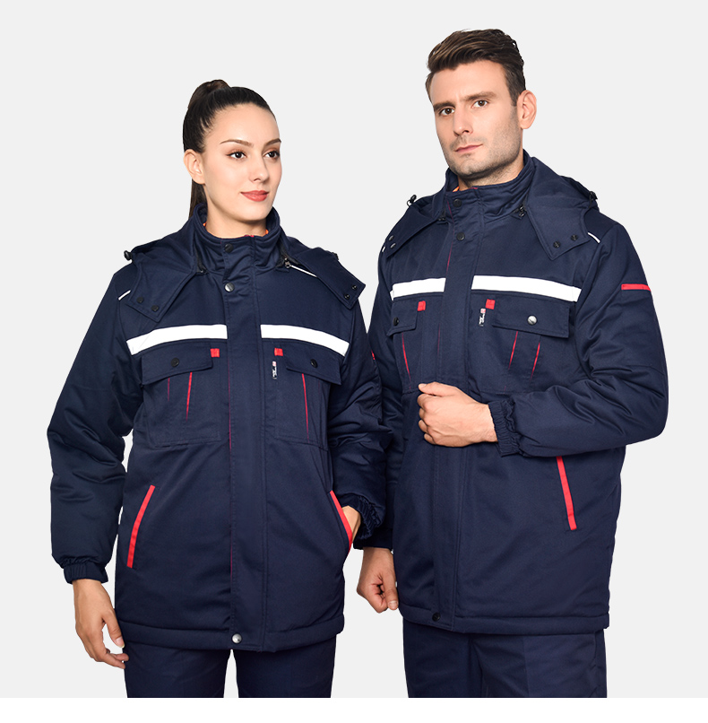 冬季工作服棉衣男加厚保暖防寒反光條棉服勞保服棉襖工廠(chǎng)車(chē)間冬裝(圖11)