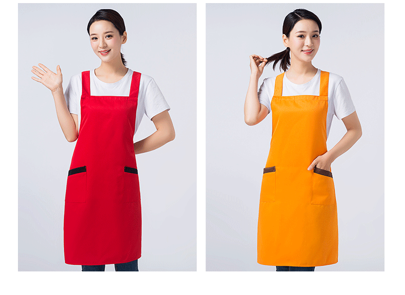 圍裙定制logo印字時(shí)尚女訂做家用超市奶茶店餐飲廚房工作服圍腰男(圖12)