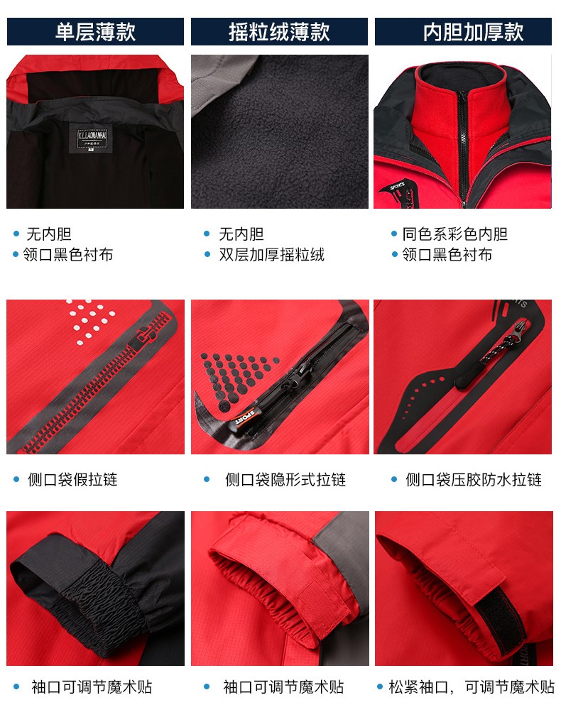 沖鋒衣定制印logo字衛衣工作服外套diy工裝秋冬季三合一團隊定做 01(圖9)