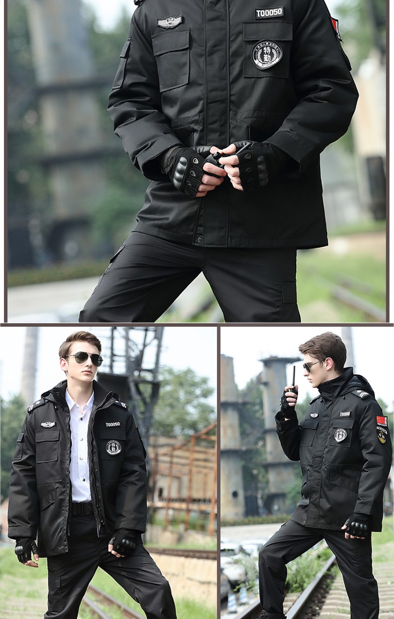 保安大衣男冬季制服棉服黑色作訓服冬裝套裝女耐磨定制工作服棉衣(圖17)