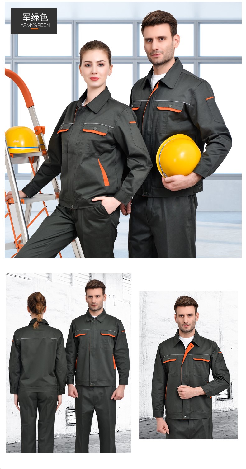 工作服套裝男 長(cháng)袖加厚耐磨工廠(chǎng)車(chē)間汽修服勞保服上衣定做印字(圖23)