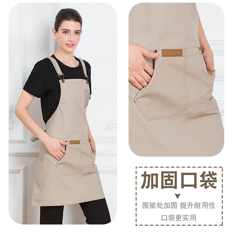 韓版定做LOGO背帶園藝網(wǎng)咖理發(fā)加厚耐磨西餐廳烘焙蛋糕奶茶店圍裙(圖6)
