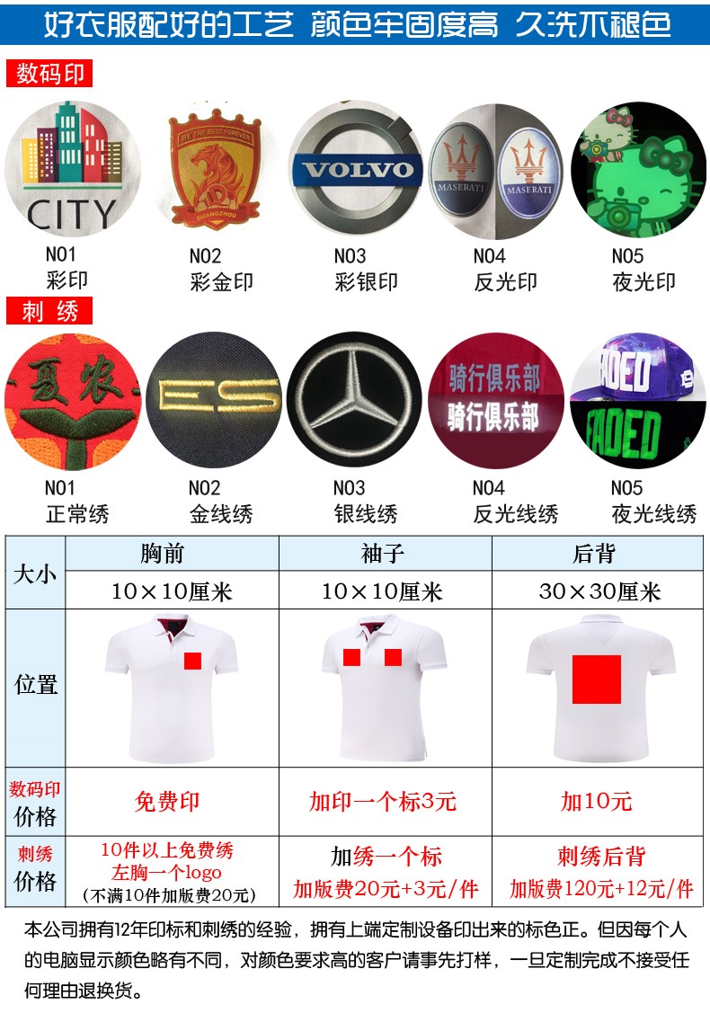 班服同學(xué)聚會(huì )衣服定制廣告POLO衫t 恤夏季短袖印字logo純棉工作服(圖6)