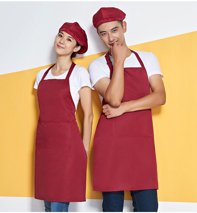 掛脖圍裙定制logo印字廣告餐廳飯店美甲奶茶店防水工作服純色簡(jiǎn)約(圖13)