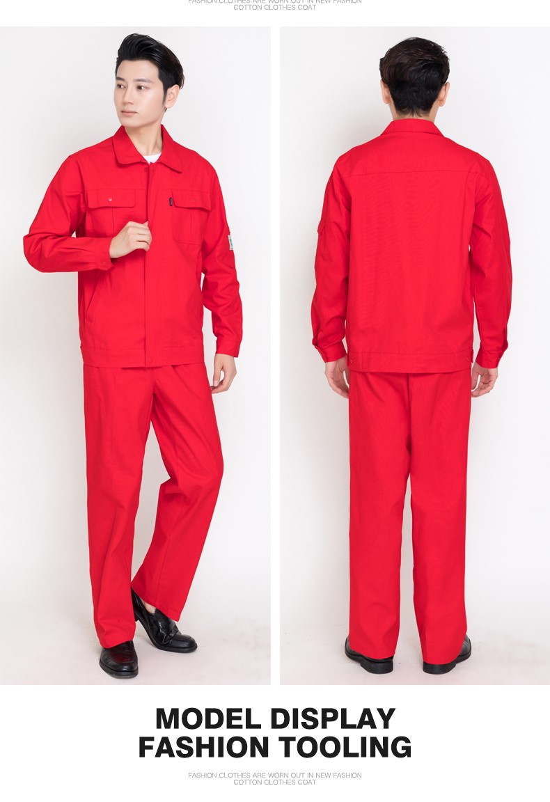 純棉春秋工作服套裝男大紅中國石油電焊防靜電加油站勞保服服定制(圖21)
