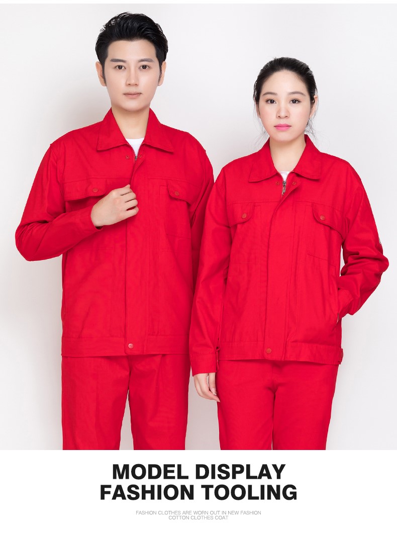 純棉春秋工作服套裝男大紅中國石油電焊防靜電加油站勞保服服定制(圖11)