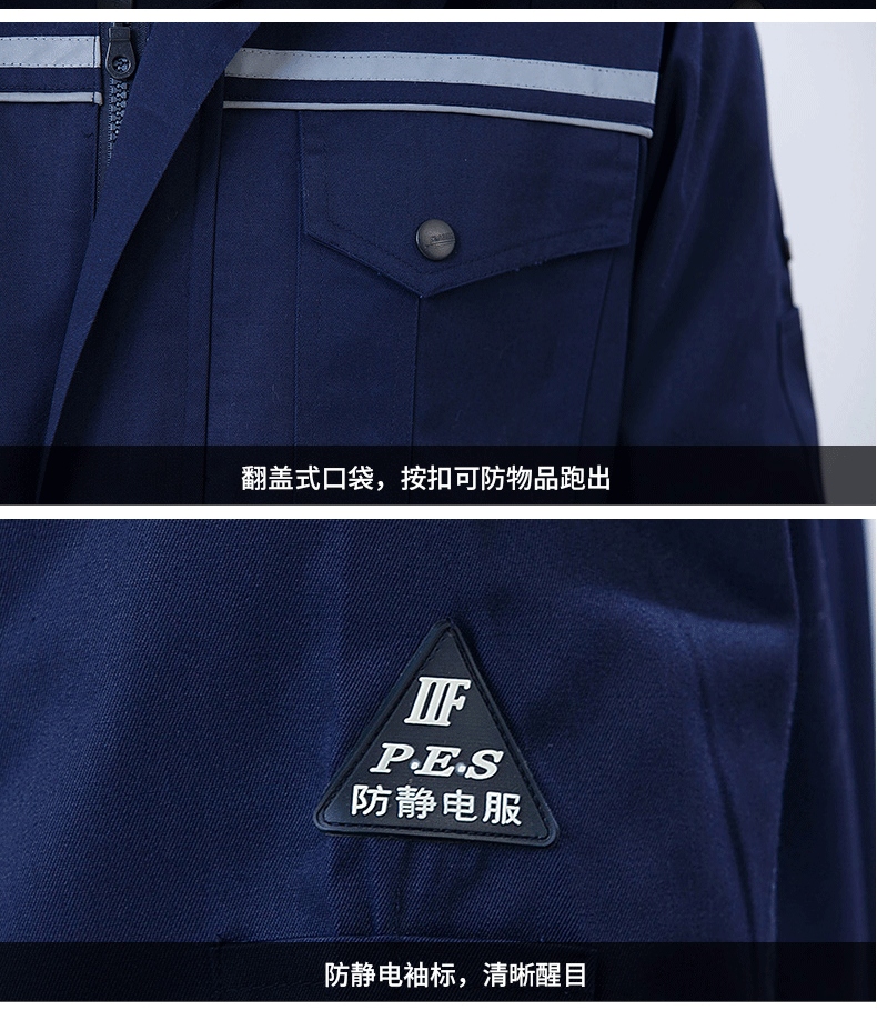長(cháng)袖工作服套裝防靜電男耐磨勞保服機修工人工廠(chǎng)車(chē)間上衣工裝定制(圖6)