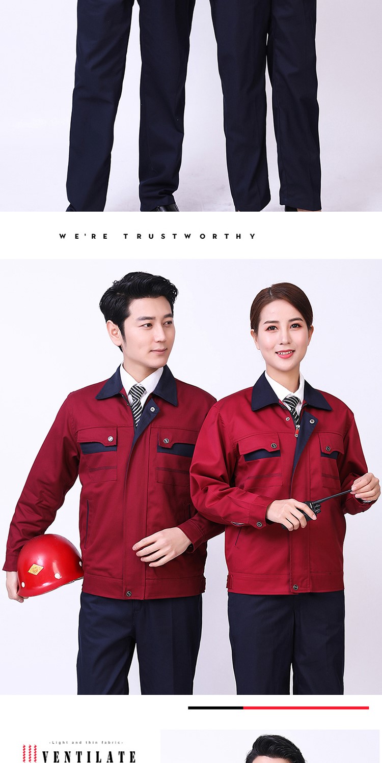 純棉雙層工作服套裝男女加厚耐磨長(cháng)袖防阻燃勞保服機修電焊工作服(圖9)