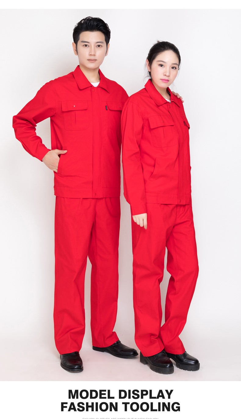 純棉春秋工作服套裝男大紅中國石油電焊防靜電加油站勞保服服定制(圖20)