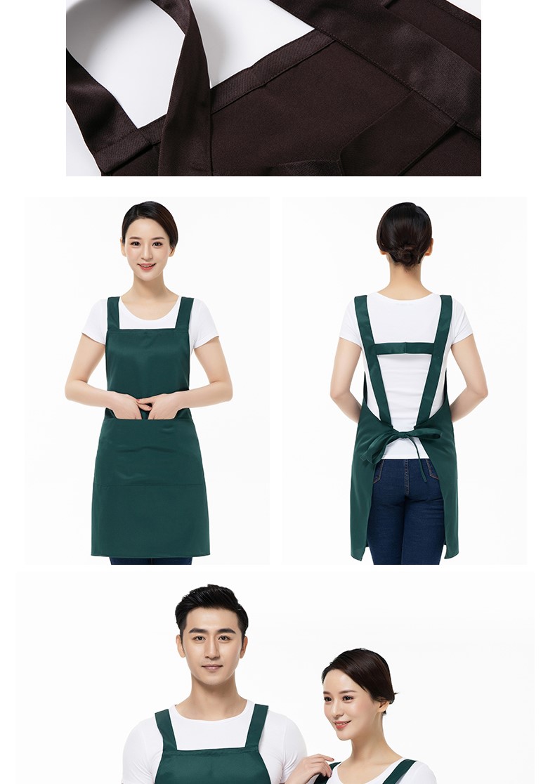 圍裙定制logo印字家用廚房純棉防水防油定做餐飲店工作服女時(shí)尚男(圖10)