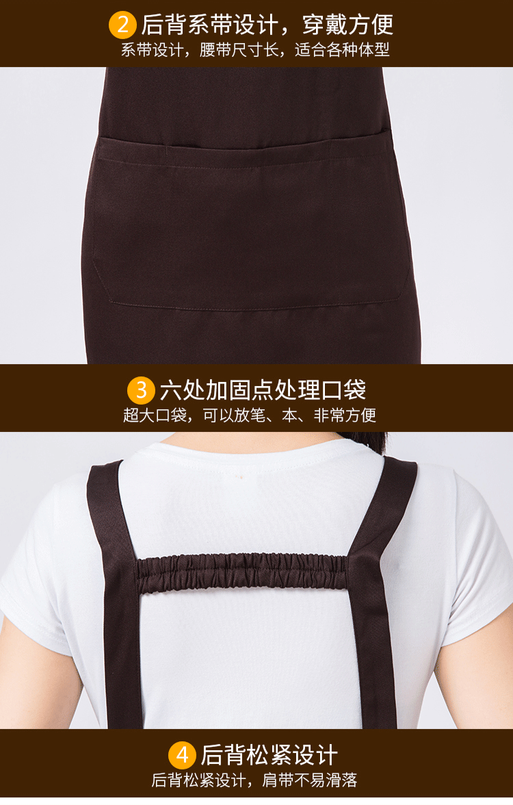 圍裙定制logo印字時(shí)尚女訂做家用超市奶茶店餐飲廚房工作服圍腰男(圖5)