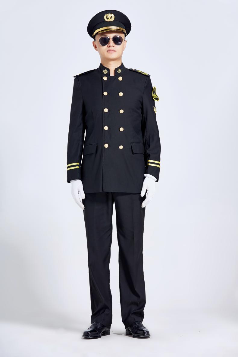 新款春秋立領(lǐng)保安服形象崗禮賓服物業(yè)售樓部房產(chǎn)制服工作服套裝男(圖5)