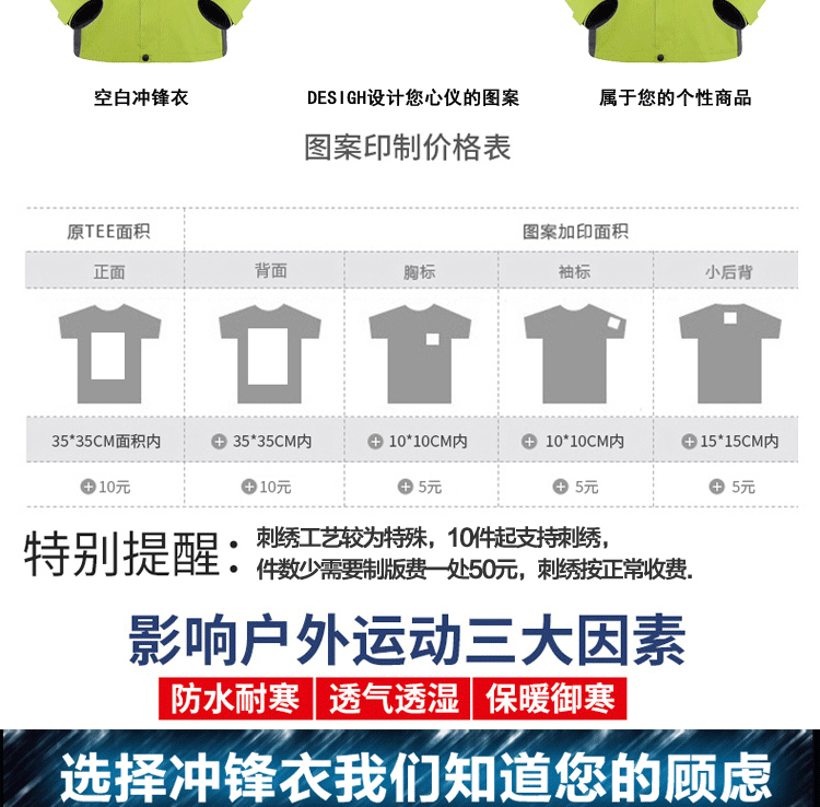 沖鋒衣定制團體企業(yè)工作服男登山服旅游女防風(fēng)防水保暖印logo刺繡(圖5)