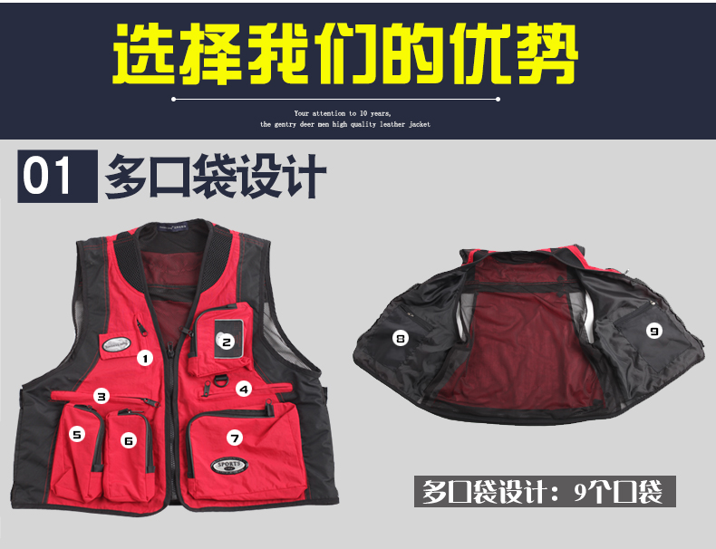 攝影馬甲定制印logo釣魚(yú)婚慶廣告戶(hù)外多口袋導演背心志愿者工作服(圖14)