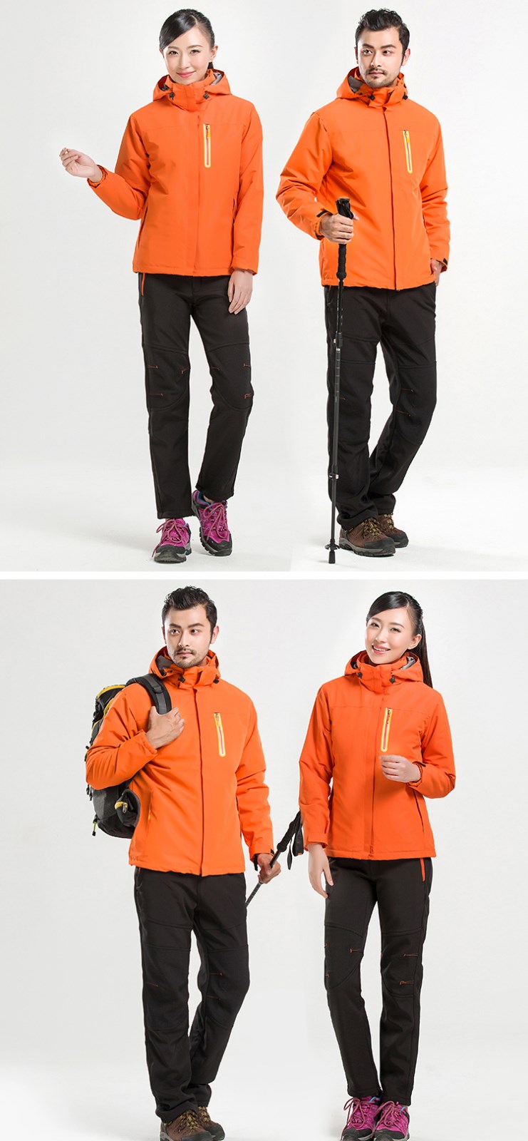 定制戶(hù)外純色沖鋒衣男女款兩件套三合一可拆卸印LOGO印字工作服潮(圖14)