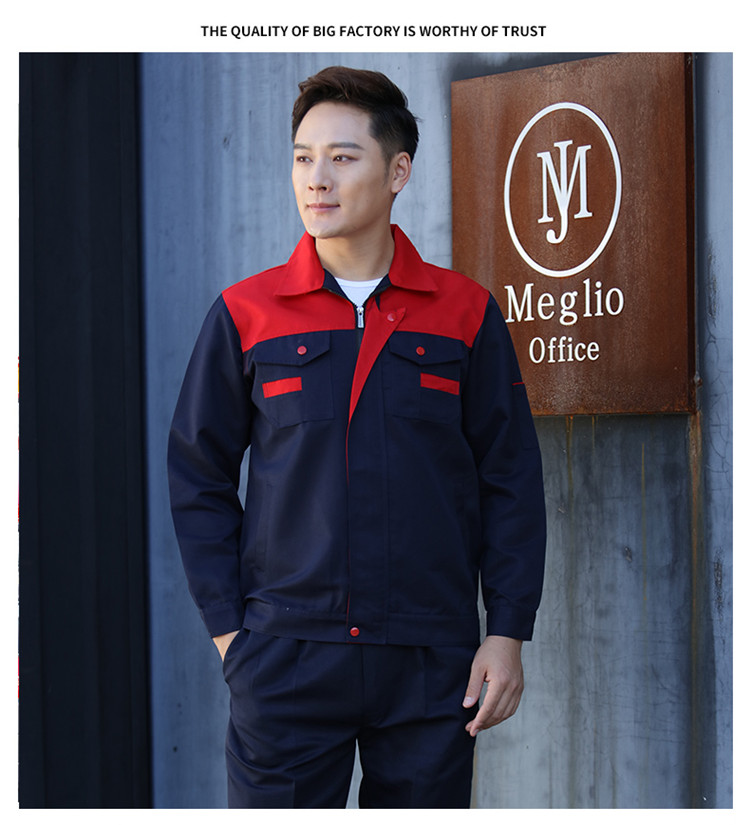 夏季薄款長(cháng)袖勞動(dòng)工作服套裝男士耐磨汽修車(chē)間工廠(chǎng)勞保服定制工裝(圖8)