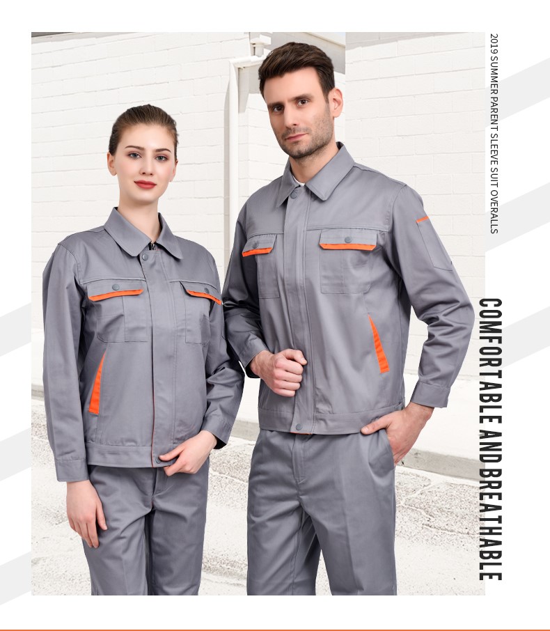 工作服套裝男 長(cháng)袖加厚耐磨工廠(chǎng)車(chē)間汽修服勞保服上衣定做印字(圖6)